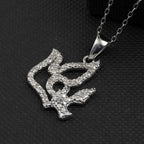 White Diamond  Pendant in Rhodium Overlay Sterling Silver