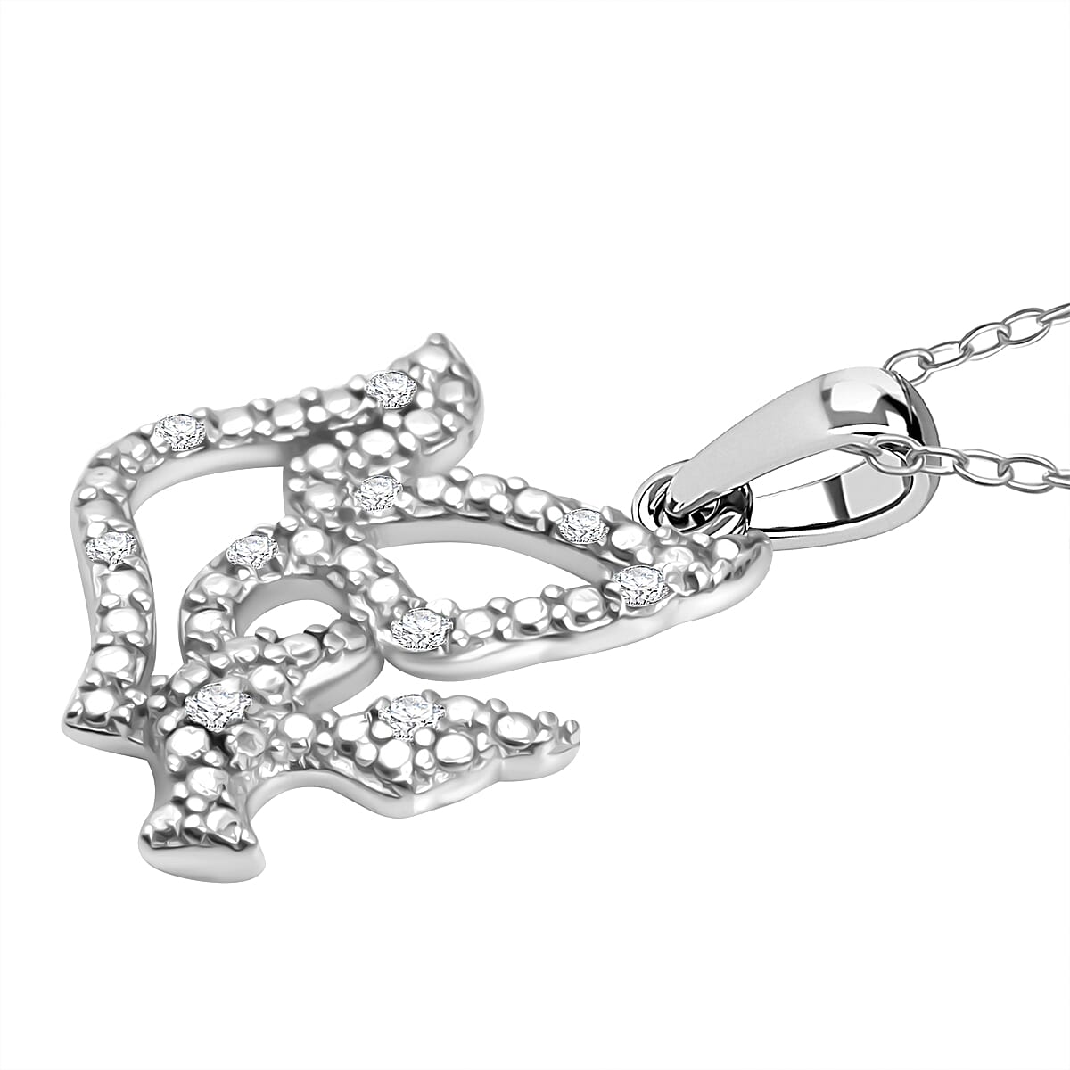 White Diamond  Pendant in Rhodium Overlay Sterling Silver 7774017 3