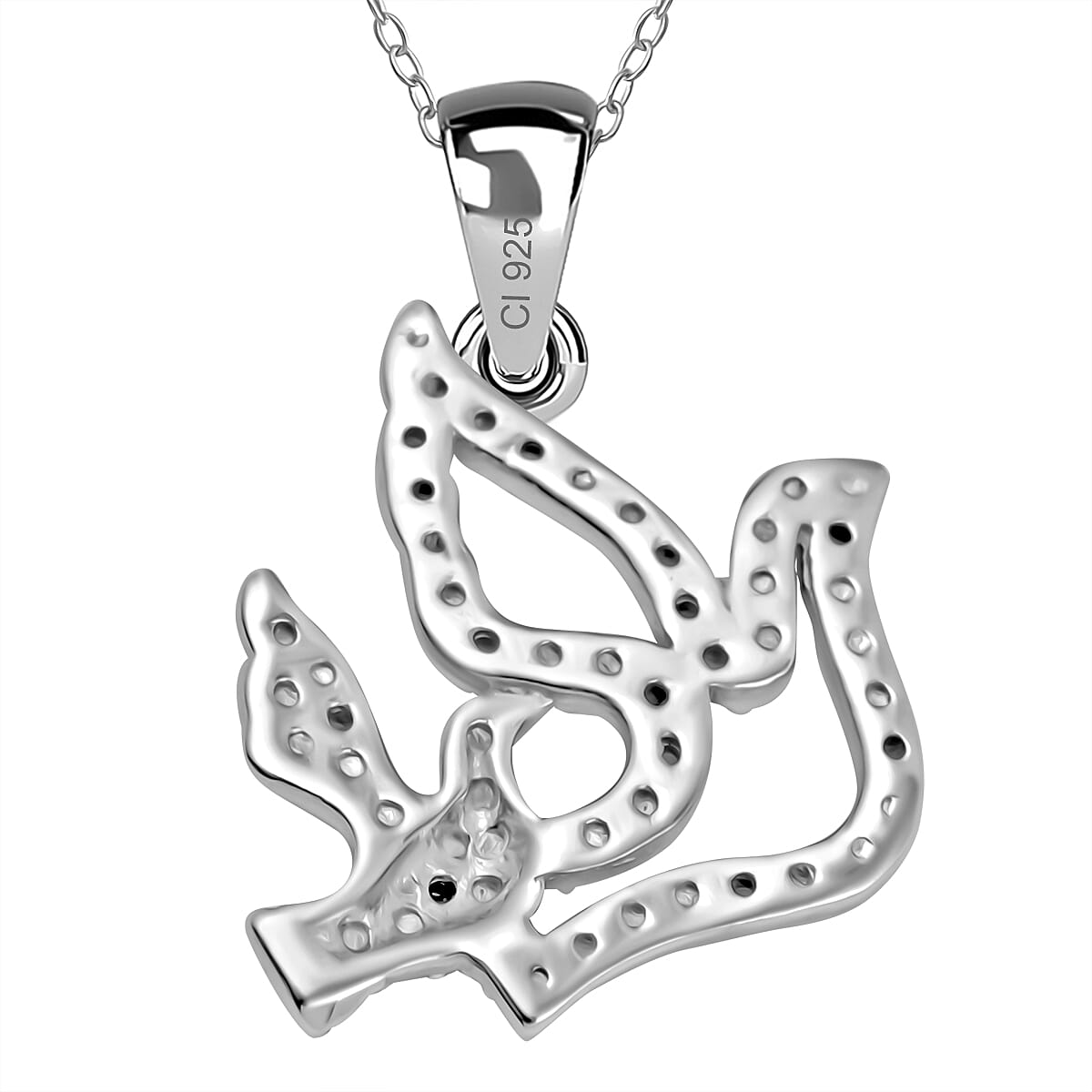 White Diamond  Pendant in Rhodium Overlay Sterling Silver 7774017 4