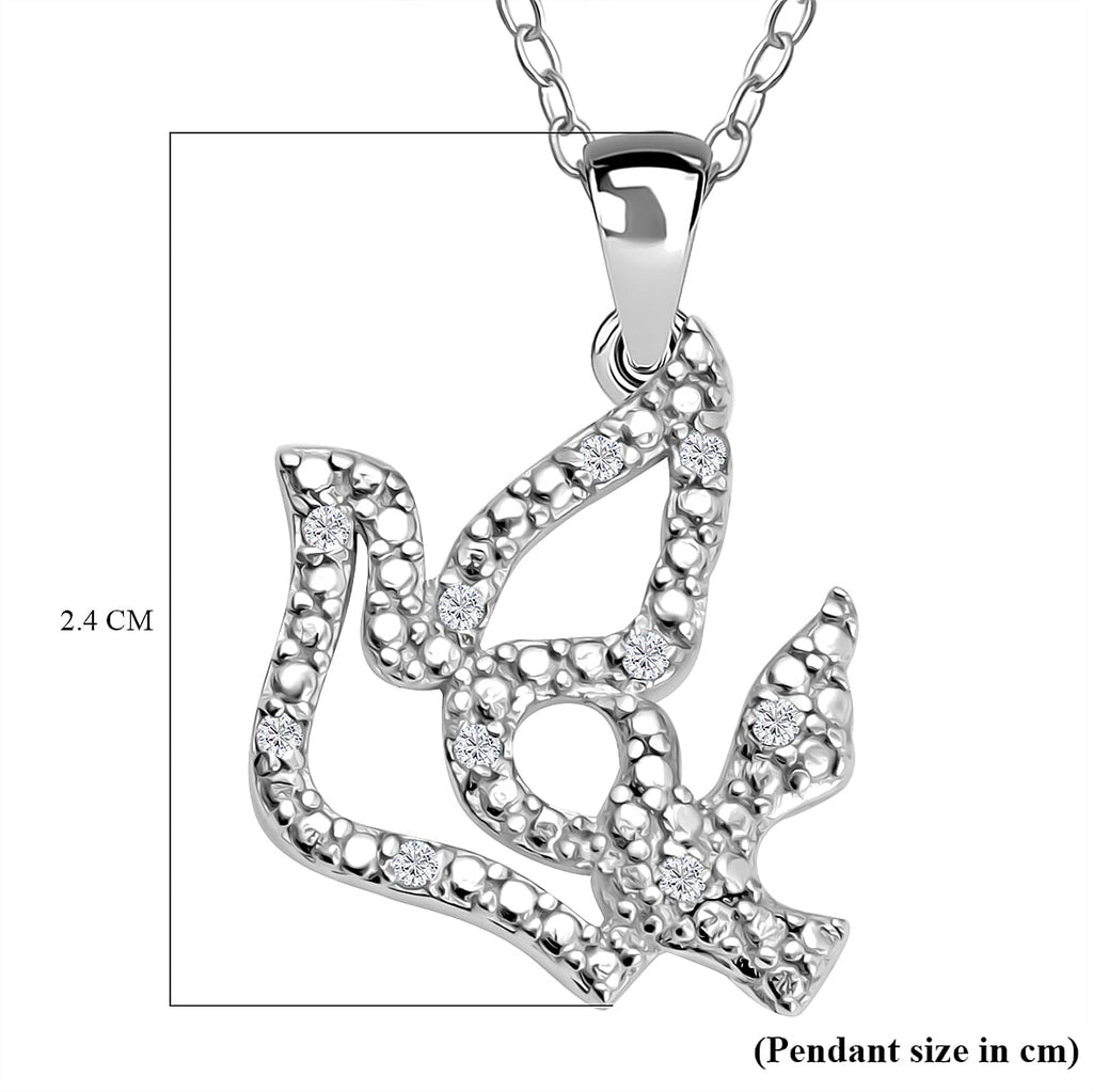 White Diamond  Pendant in Rhodium Overlay Sterling Silver