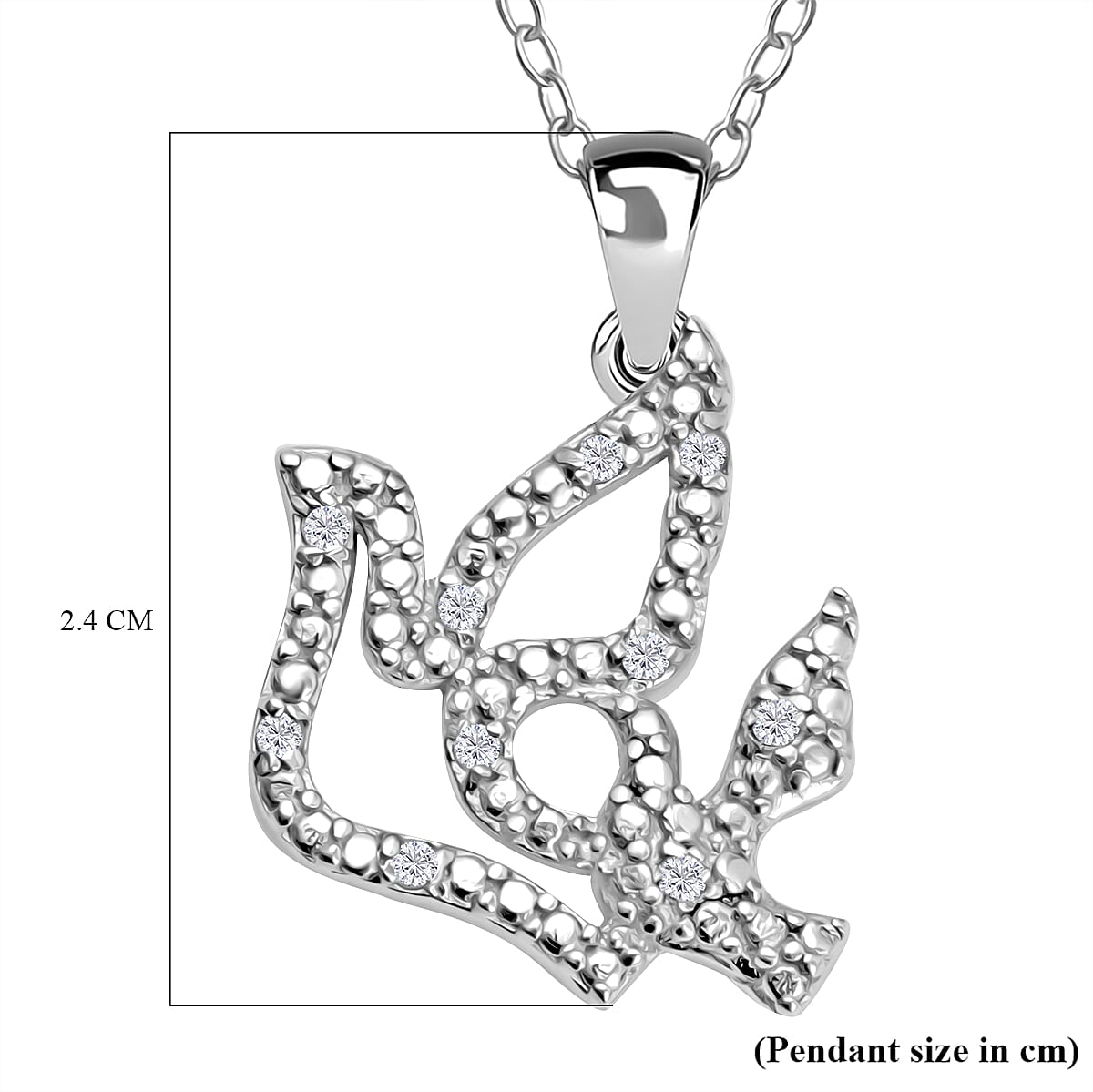 White Diamond  Pendant in Rhodium Overlay Sterling Silver 7774017 5