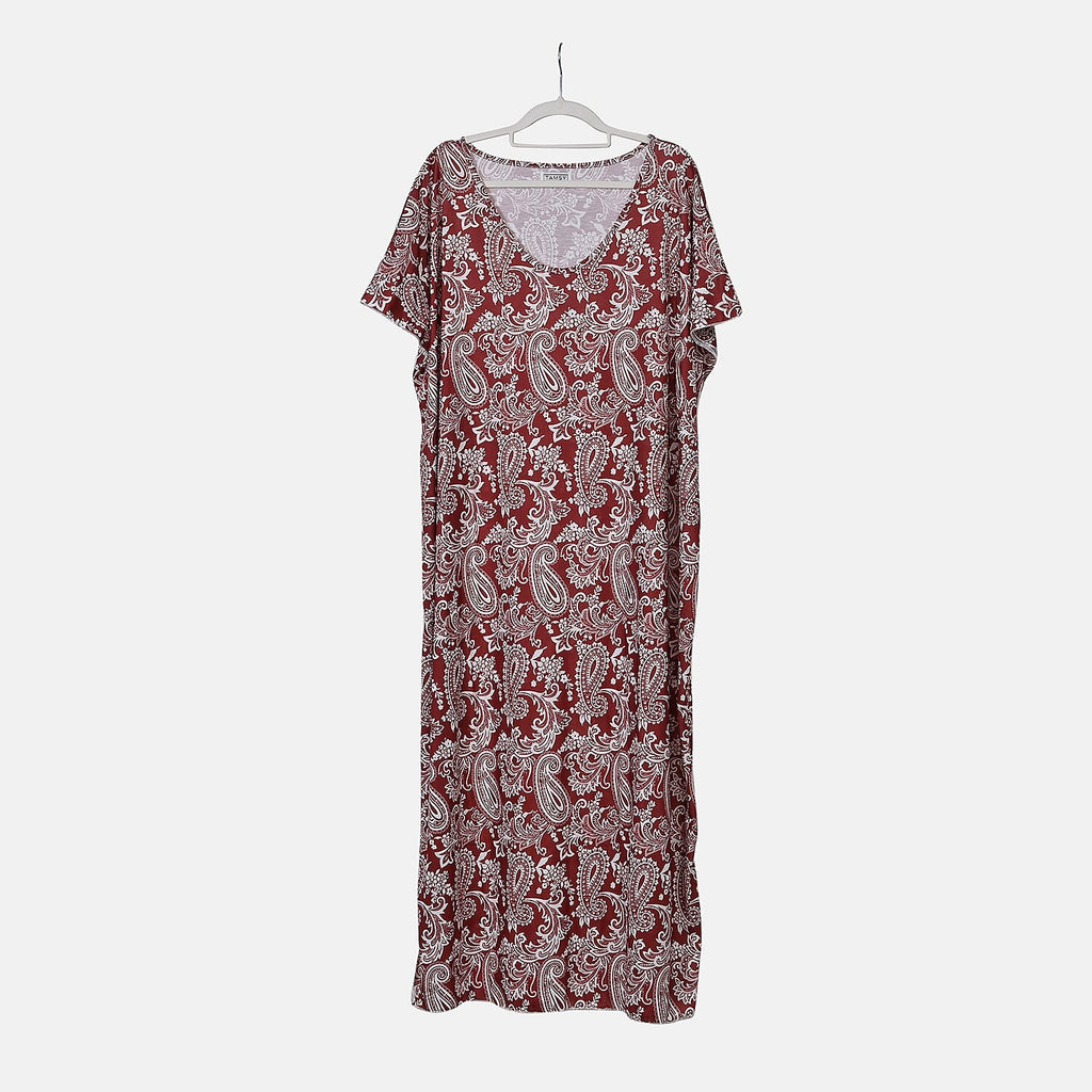 Tamsy V-Neck Paisley Print Dress (One Size) - Red_7776514_5