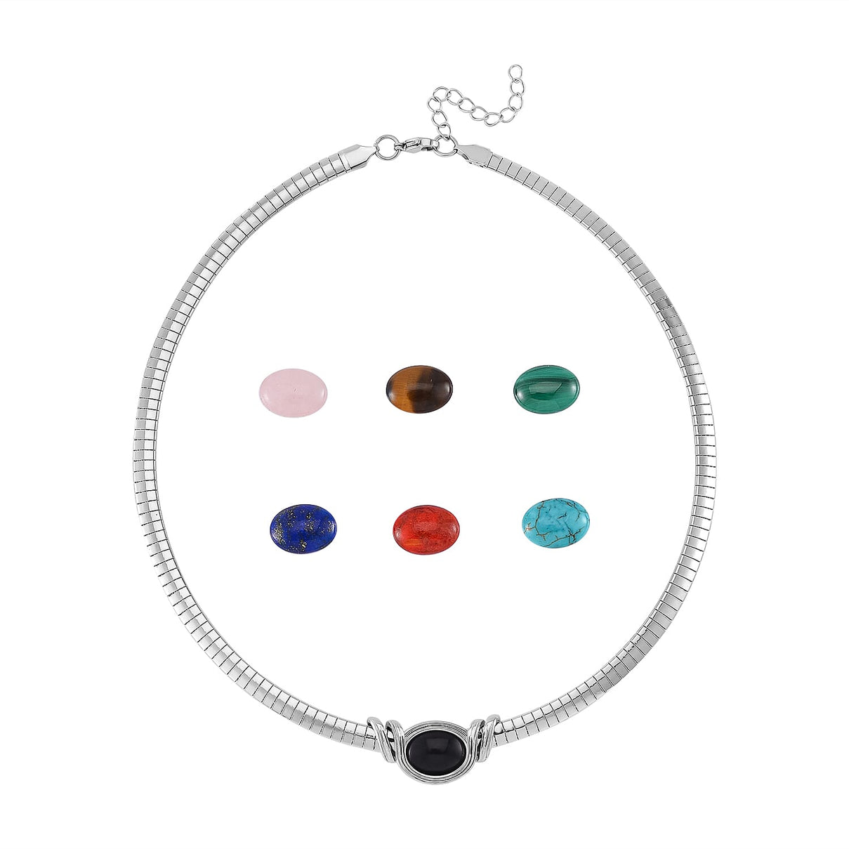 Multi Gemstones Interchangeable Necklace (18 - 20 Inch) in Pure White Stainless Steel V32516695 0