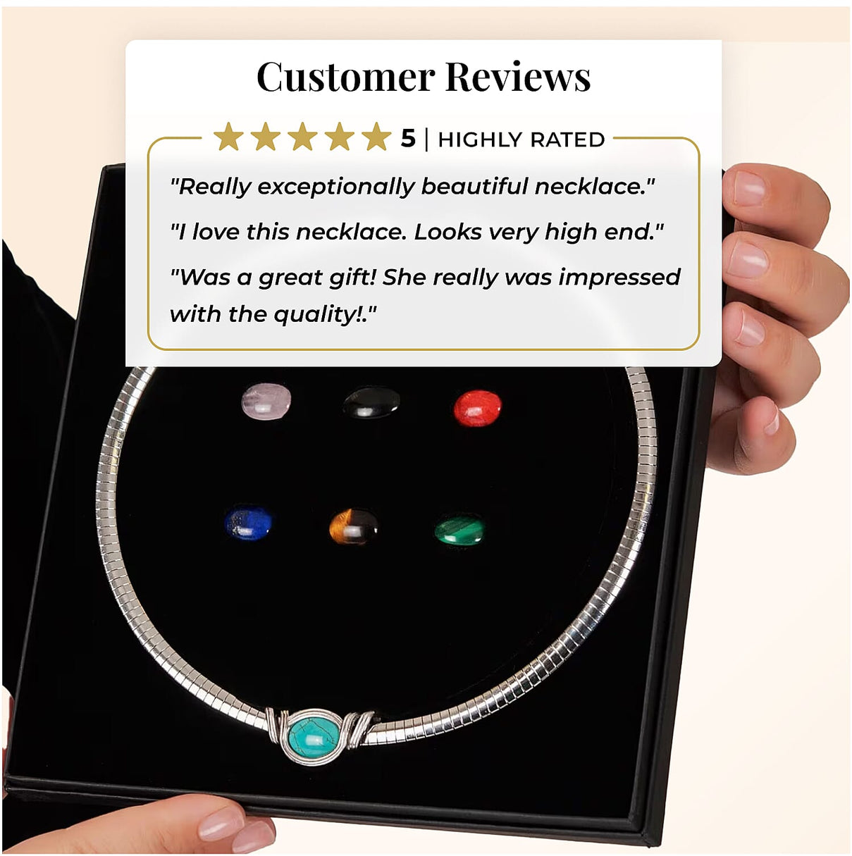 Multi Gemstones Interchangeable Necklace (18 - 20 Inch) in Pure White Stainless Steel V32516695 4