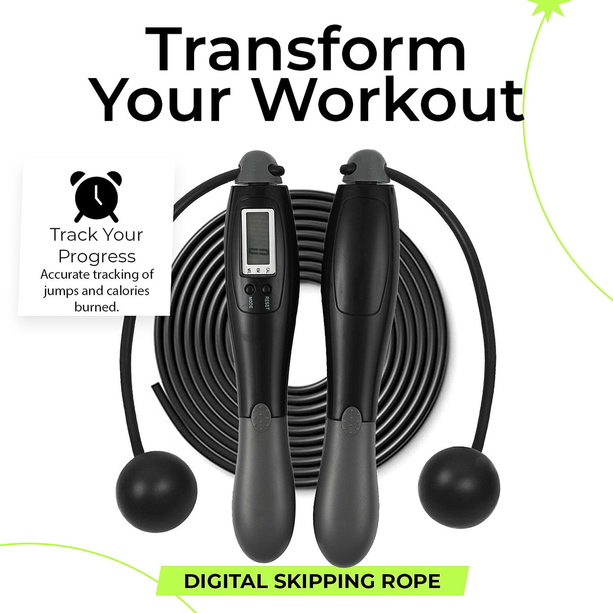 Digital Skipping Rope With - Without Rope - Black - Grey 7778067 2