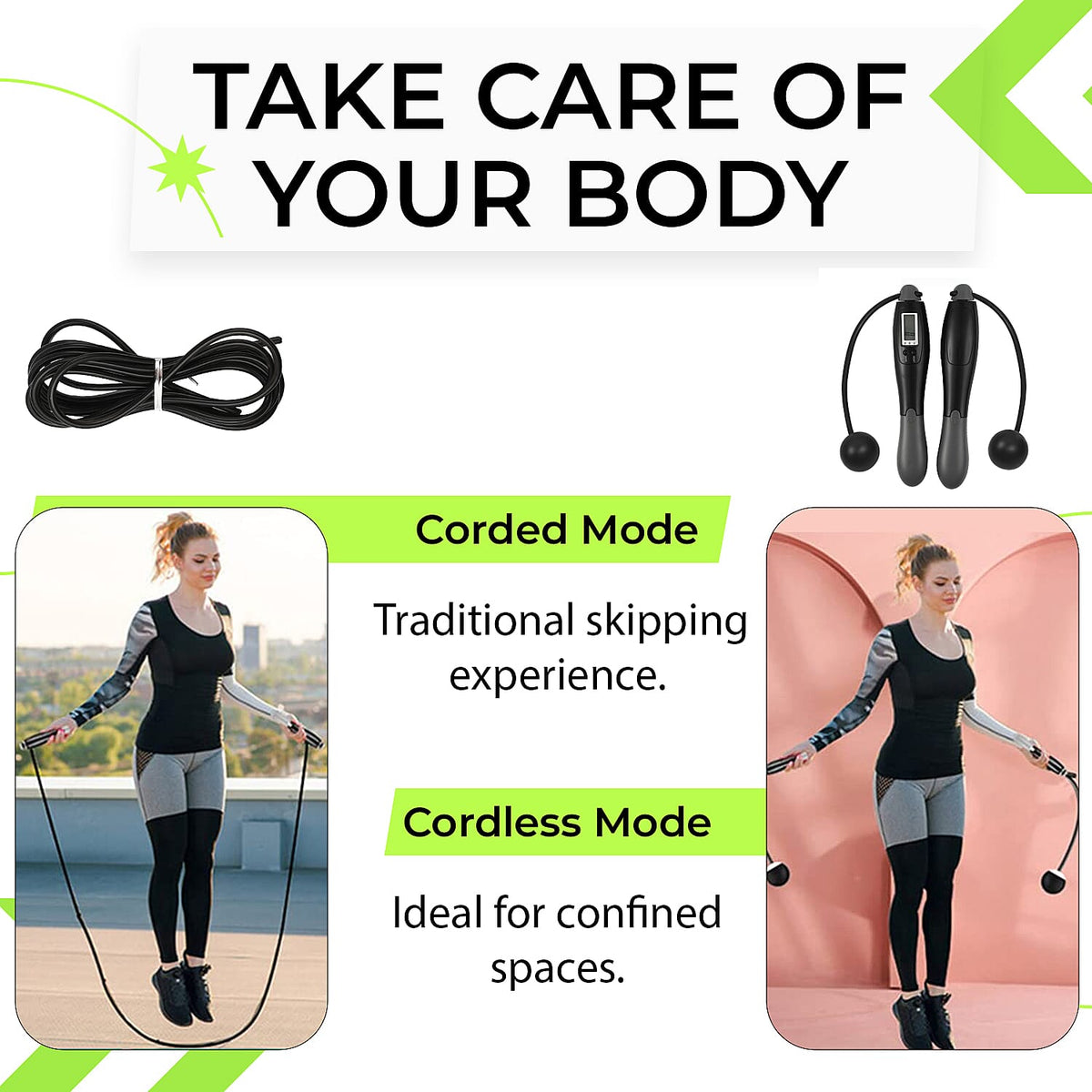 Digital Skipping Rope With - Without Rope - Black - Grey 7778067 5