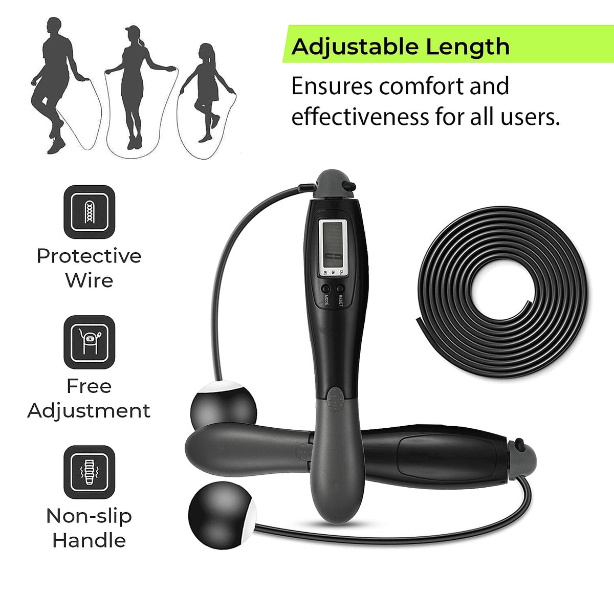 Digital Skipping Rope With - Without Rope - Black - Grey 7778067 6