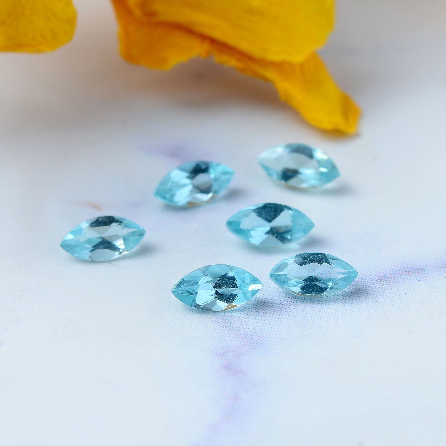 Set of 6 Blue Apatite Loose Gemstones in Marquee Shape (5x2.5mm) 7778882 2