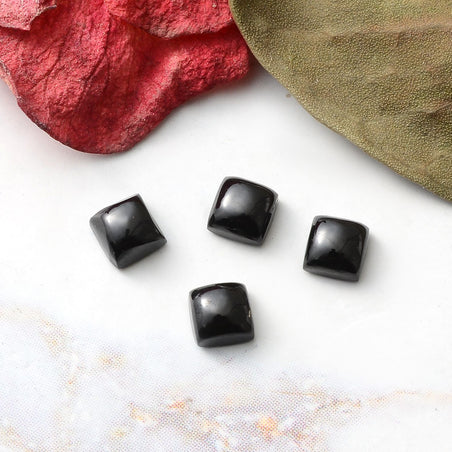 Set of 4 Black Spinel Loose Gemstones in Cushion Shape (4x4mm) 7778928 2