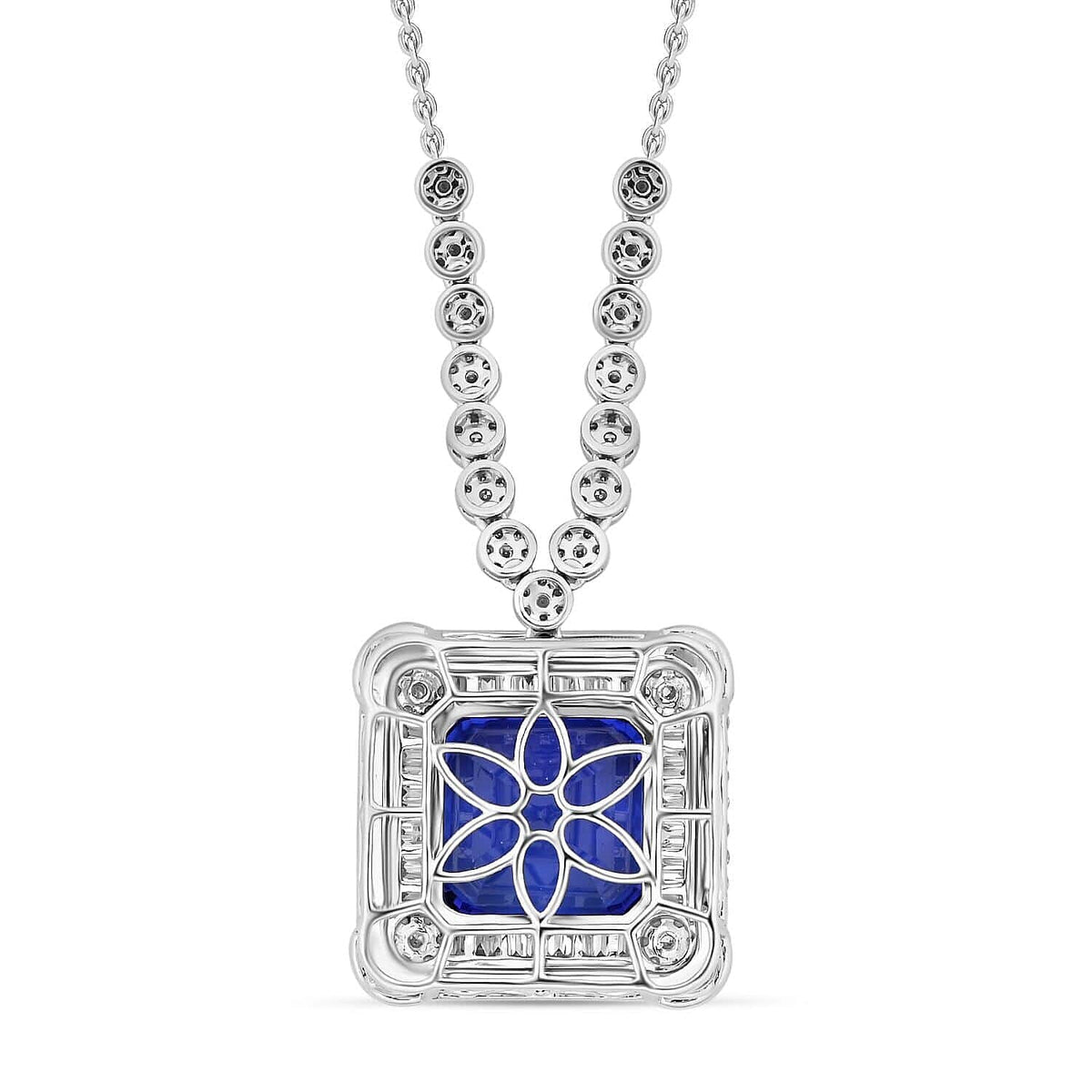 Chairman Vault Collection - Certified and Appraised RHAPSODY 950 Platinum AAAA Tanzanite and E-F VS Diamond Halo Pendant Necklace 18 Inches 21.40 ct. 7779275 2