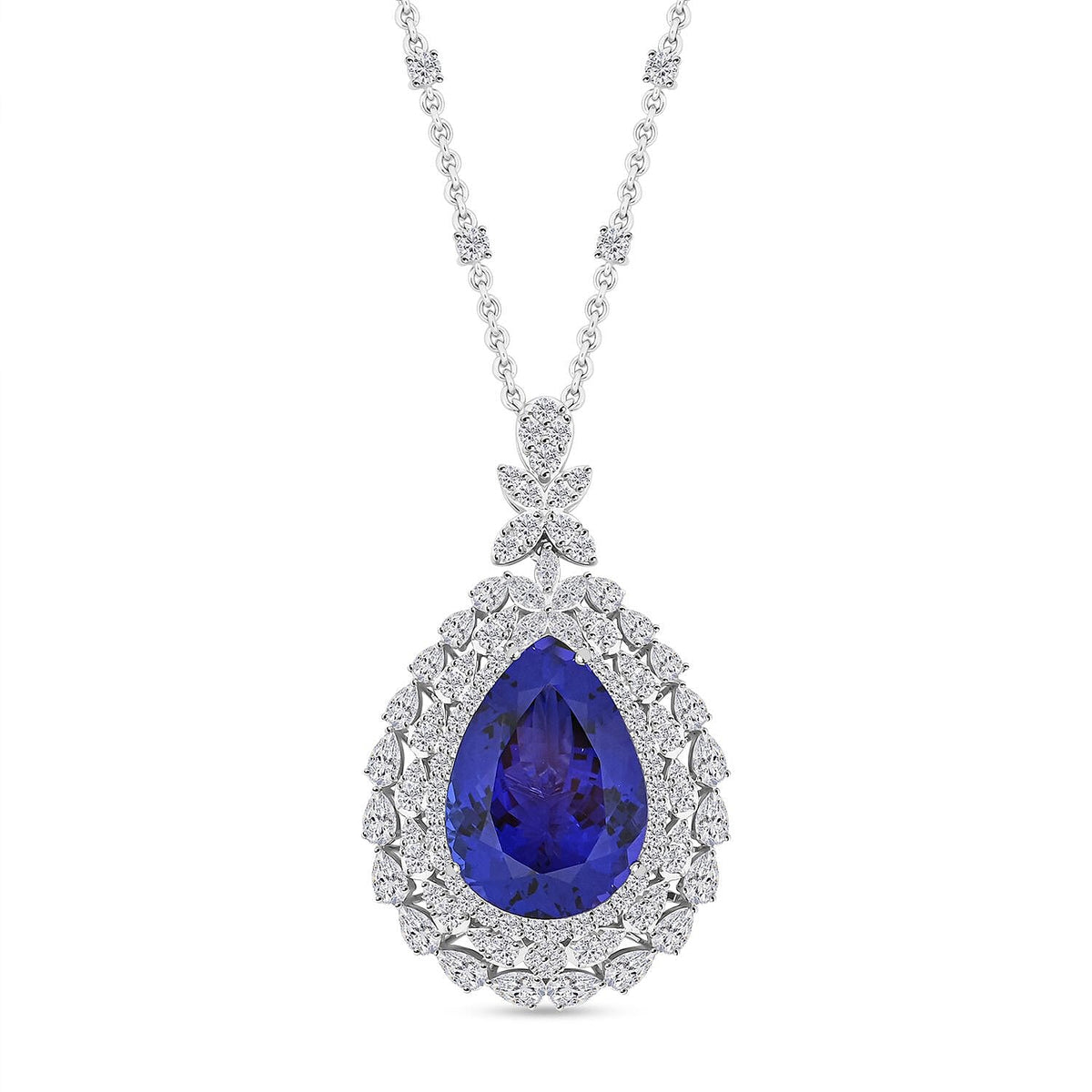 Chairman's Vault Collection 17.16 Ct. AAAA Tanzanite, Diamond Triple Halo Pendant in 950 Platinum 7779276 0