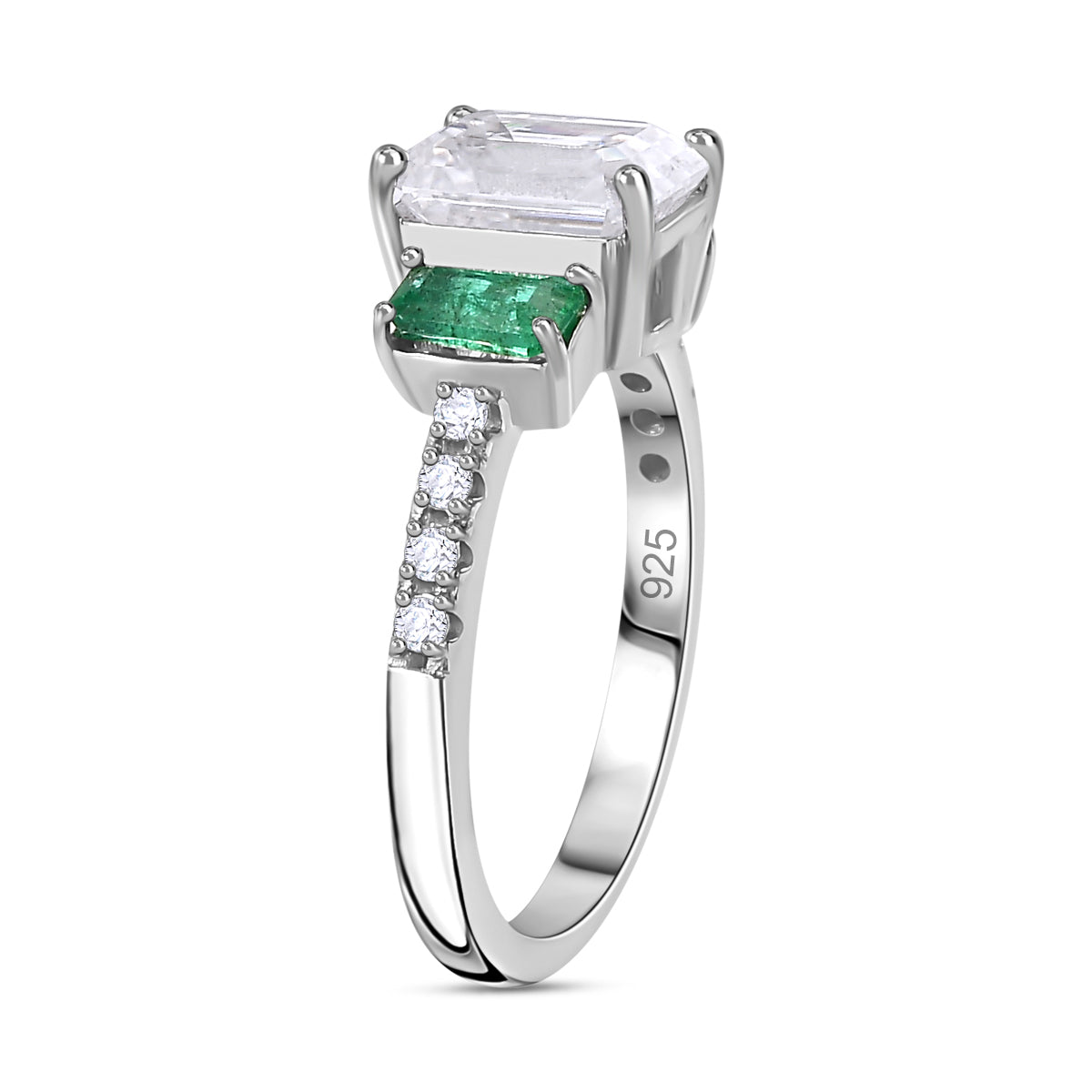 2.3 Ct. Moissanite Trilogy Ring in Rhodium Sterling Silver V32516118 3