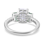 Moissanite & Emerald Ring in Rhodium Overlay Sterling Silver 2.26 Ct_7780365_4