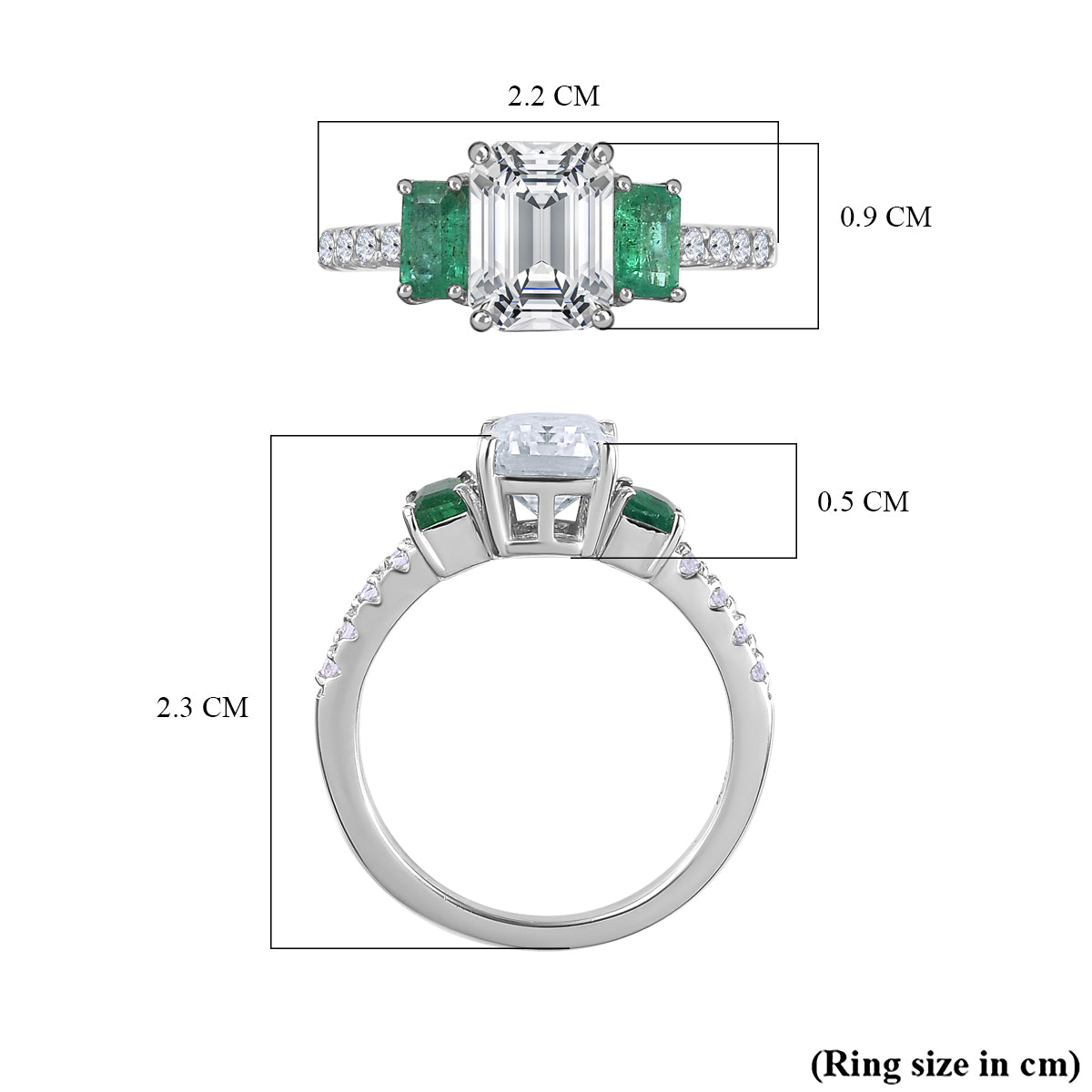 2.3 Ct. Moissanite Trilogy Ring in Rhodium Sterling Silver V32516118 5