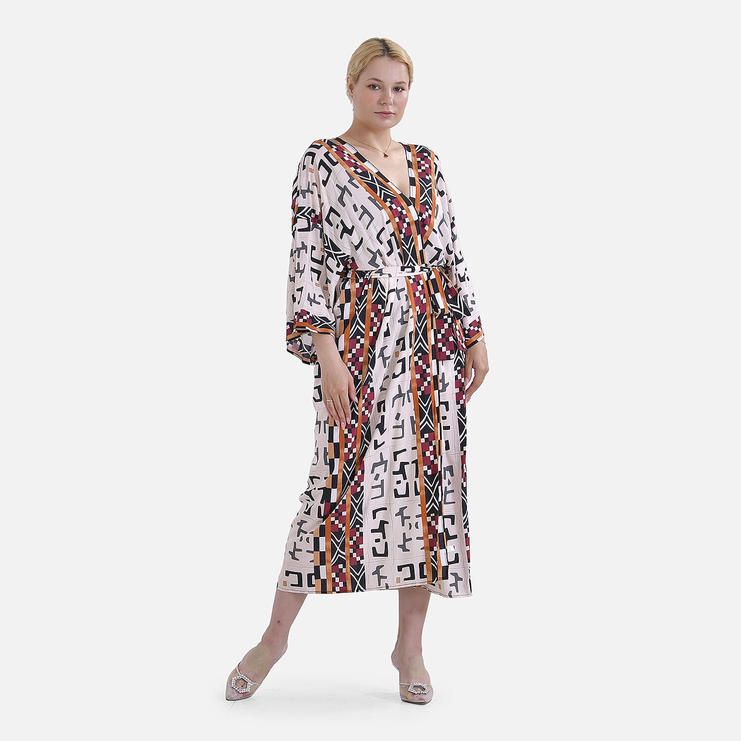 Closeout Deal- Stylish Long Sleeve Bohemian Print Long Kimono (One Size) - Brown 7780513 0