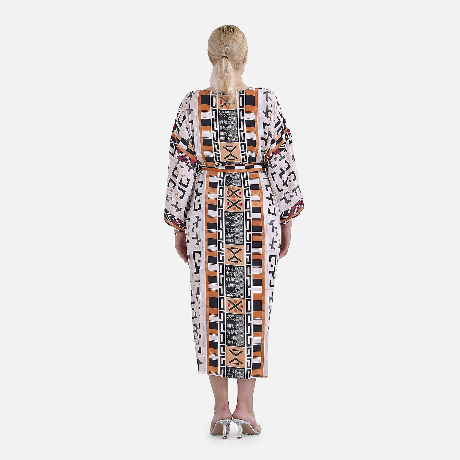 Closeout Deal- Stylish Long Sleeve Bohemian Print Long Kimono (One Size) - Brown 7780513 2