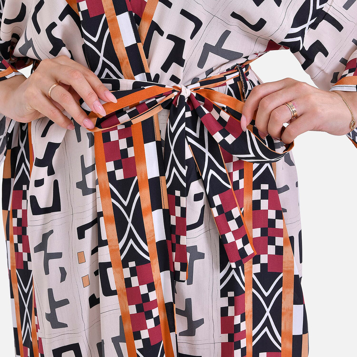 Closeout Deal- Stylish Long Sleeve Bohemian Print Long Kimono (One Size) - Brown 7780513 5