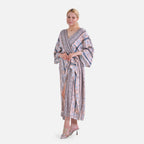 Closeout Deal: Bohemian Style Beige Multi-Stripe Long Wrap Kimono (One Size)_7780514_2