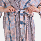 Closeout Deal: Bohemian Style Beige Multi-Stripe Long Wrap Kimono (One Size)_7780514_4