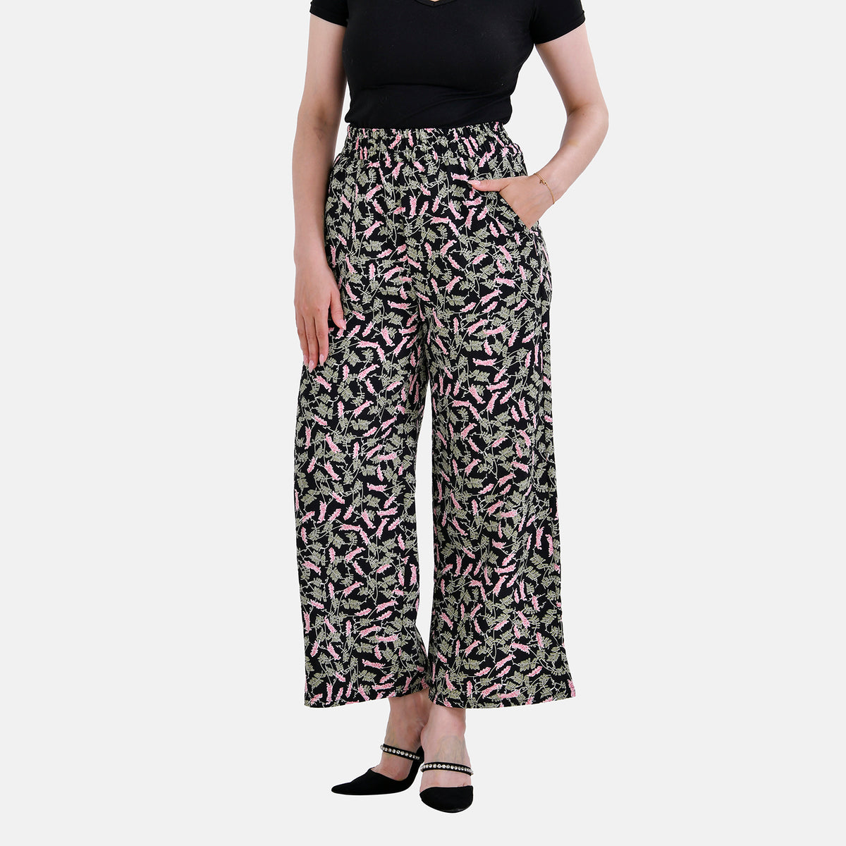 La Marey Polyester Printed Jean and Pant/Trouser (Size M) - Black V32520007 2