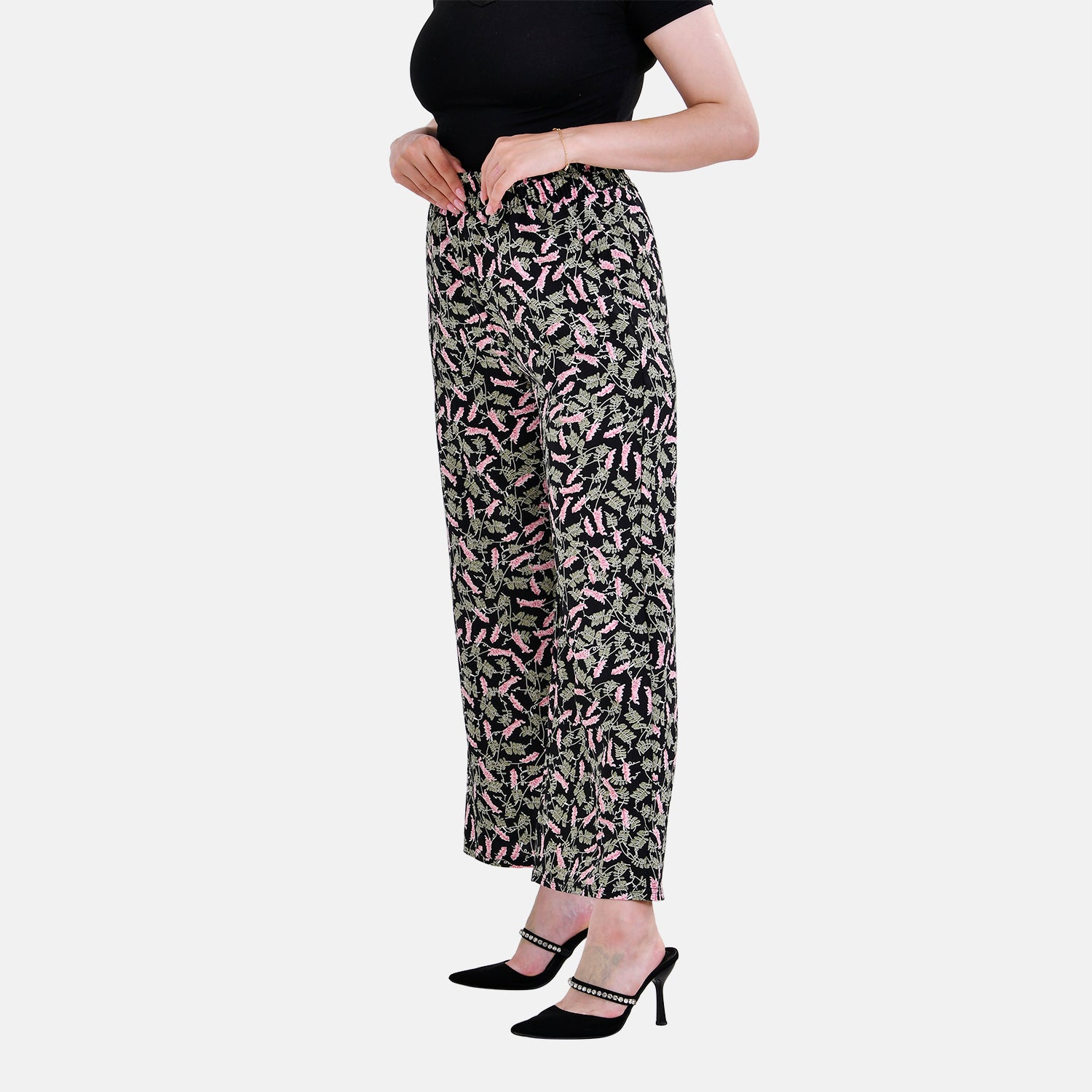 La Marey Polyester Printed Jean and Pant/Trouser (Size M) - Black V32520007 3