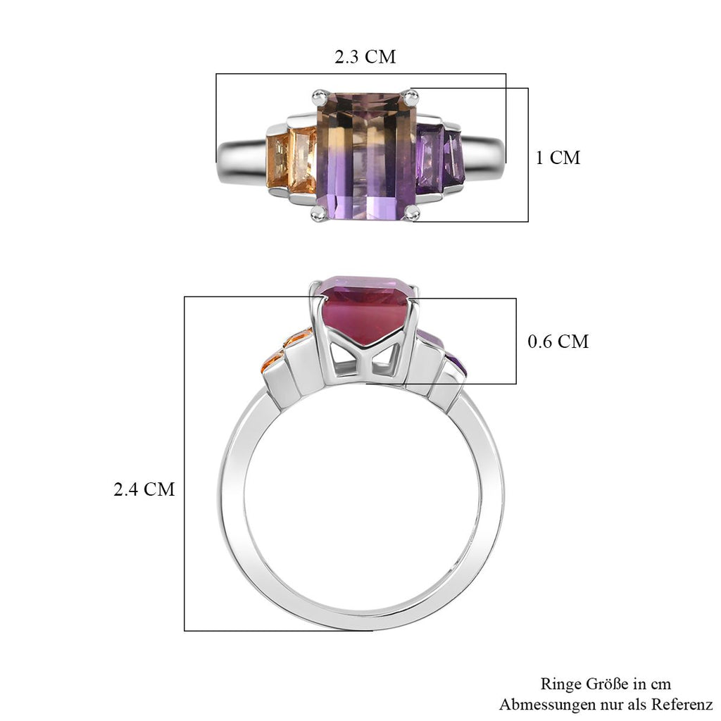 Ametrine, Citrine & Amethyst Ring in Rhodium Overlay Sterling Silver  3.13 Ct_7782035_5
