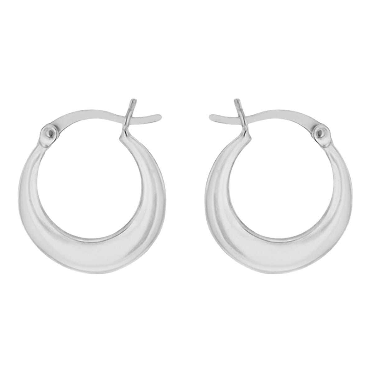 Rhodium Overlay Sterling Silver Creole Earrings 7782188 0
