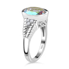 Mercury Mystic Topaz & Natural Zircon Ring in Rhodium Overlay Sterling Silver 4.30 Ct, Silver Wt. 5.30 Gms_7782612_3