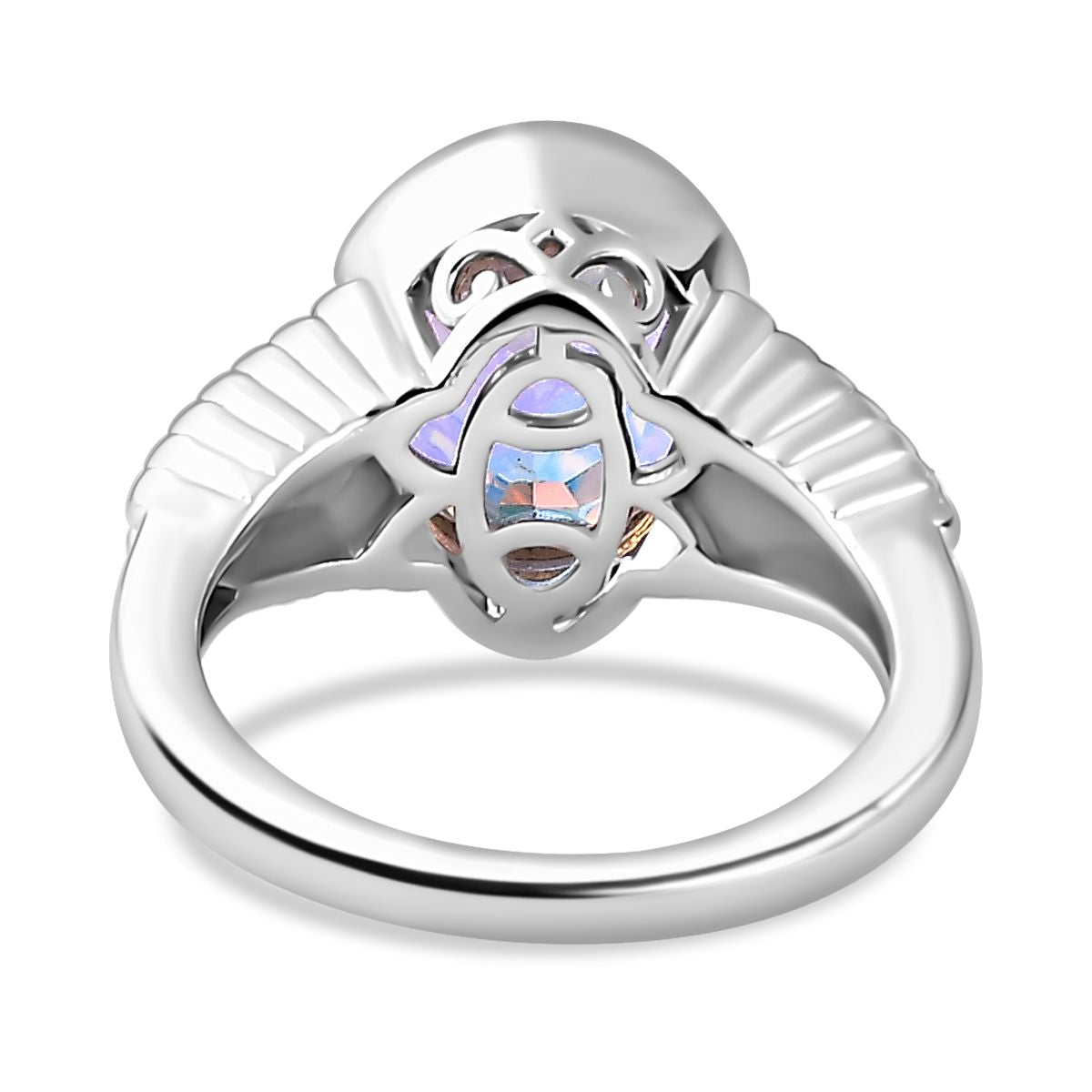 Mercury Mystic Topaz &amp; Natural Zircon Ring in Rhodium Overlay Sterling Silver 4.30 Ct, Silver Wt. 5.30 Gms 7782612 10