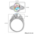 Mercury Mystic Topaz & Natural Zircon Ring in Rhodium Overlay Sterling Silver 4.30 Ct, Silver Wt. 5.30 Gms_7782612_5