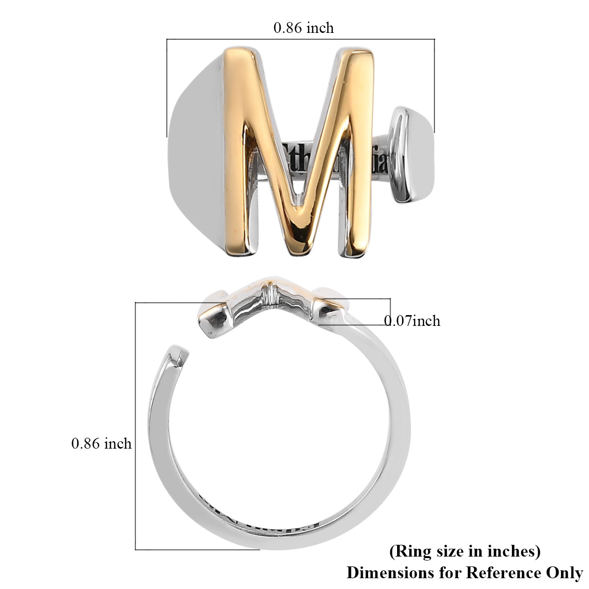 Personalised Engravable Initial M Ring in Yellow Gold Tone 7785329 4