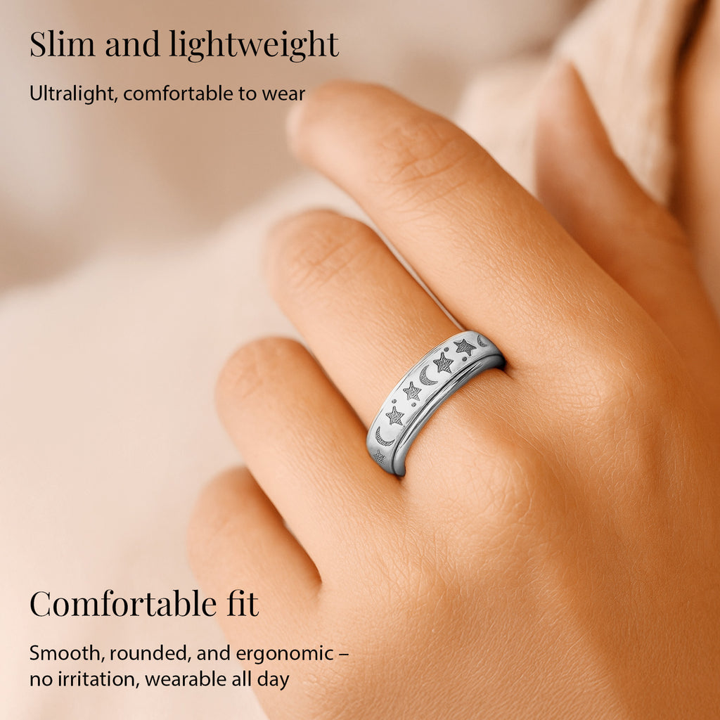 D'Joy Platinum Overlay Sterling Silver Moon & Star Spinner Ring_7785684_4