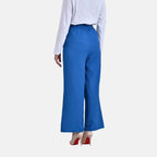 La Marey Casual Wide-Leg Pants with Elastic Waist (Size 12 to 14) - Blue_7787086_1