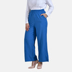 La Marey Casual Wide-Leg Pants with Elastic Waist (Size 20 to 22) - Blue_7787090