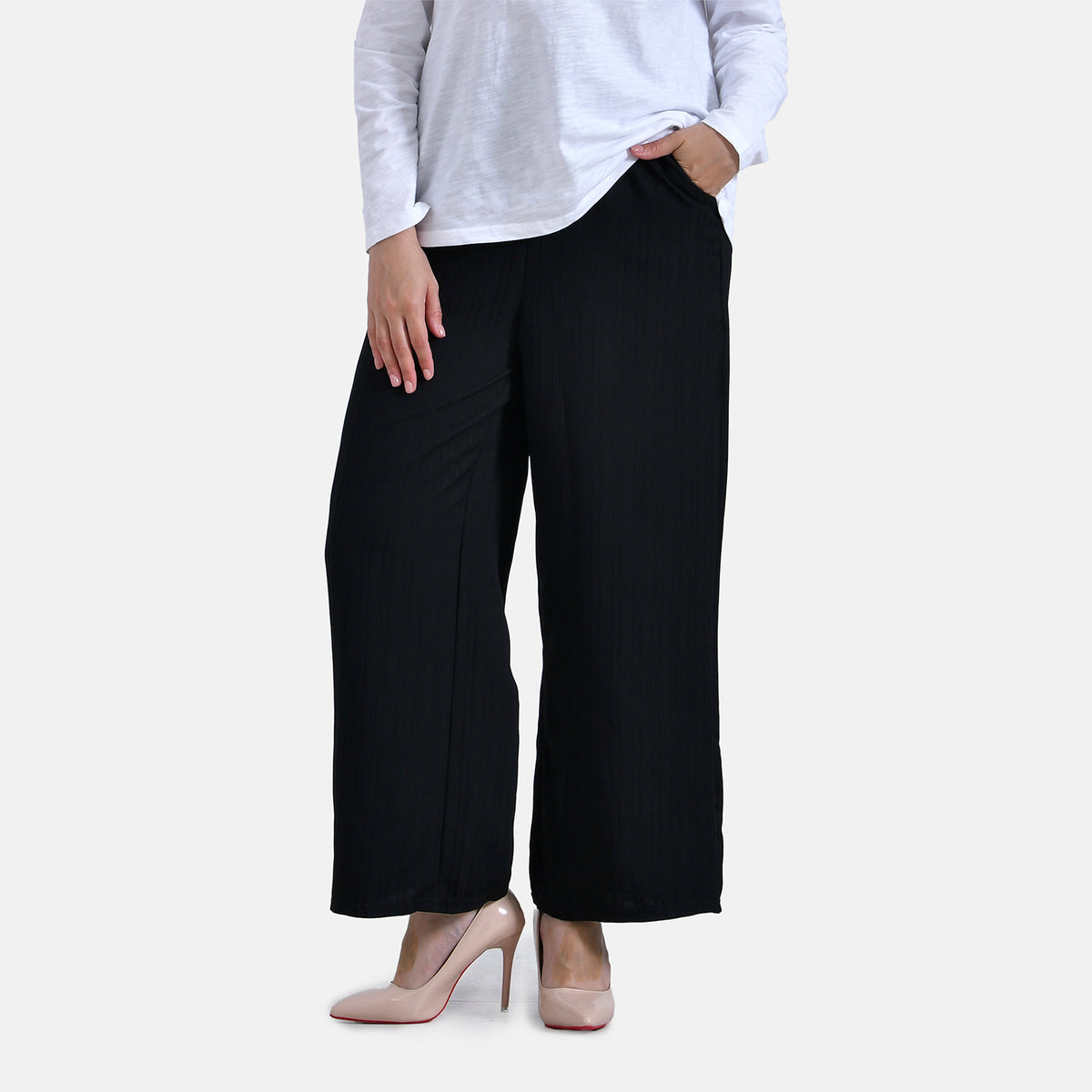 La Marey Casual Wide-Leg Trousers with Elastic Waist 7787097 0