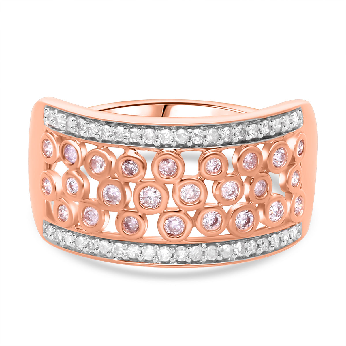 Designer Inspired - 9K Rose Gold SGL Certified Natural Pink Diamond & White Diamond  Bubble Ring_7788037