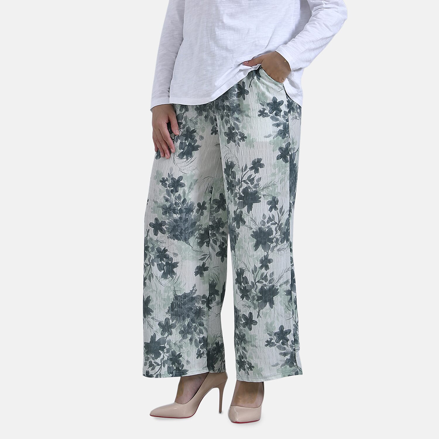La Marey Printed Mid-Rise Elastic Waistband Wide Leg Trouser V32528323 0