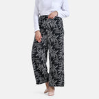 La Marey Printed Mid-Rise Elastic Waistband Wide Leg Trouser (Size M, 12-14) - Black Base with White Pattern_7788648_3