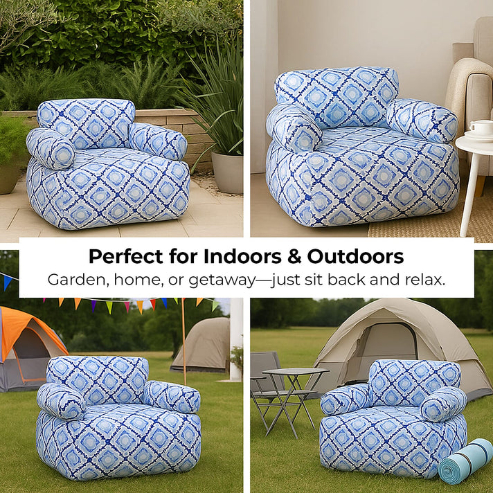 Portable Single Size Inflatable Geometric Pattern Sofa 7790141 2