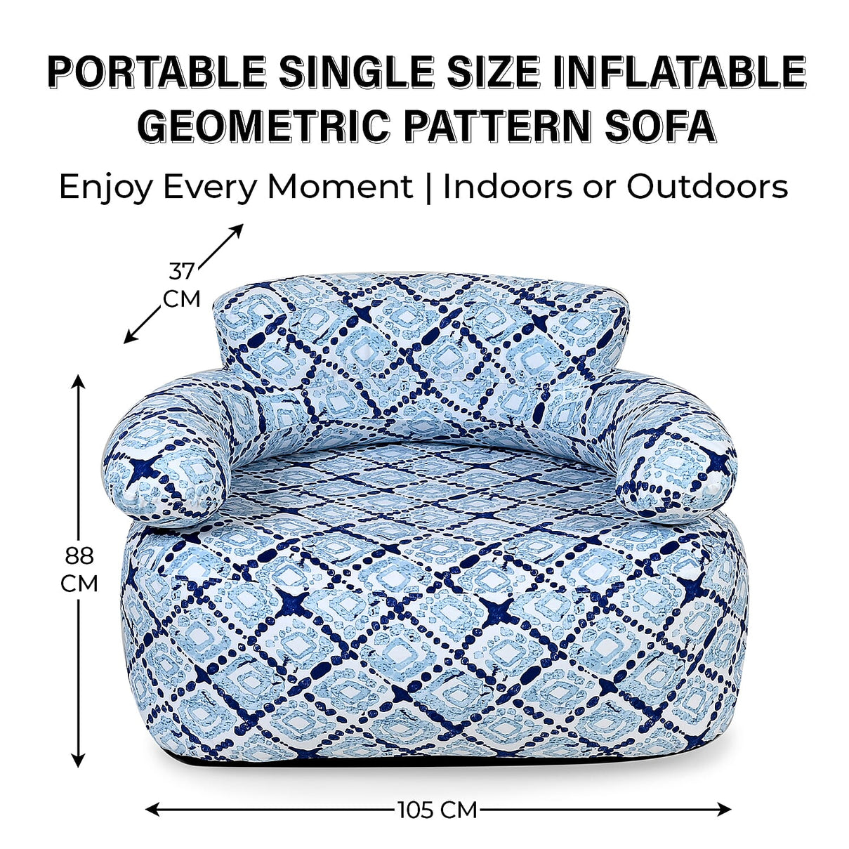 Portable Single Size Inflatable Geometric Pattern Sofa 7790141 3