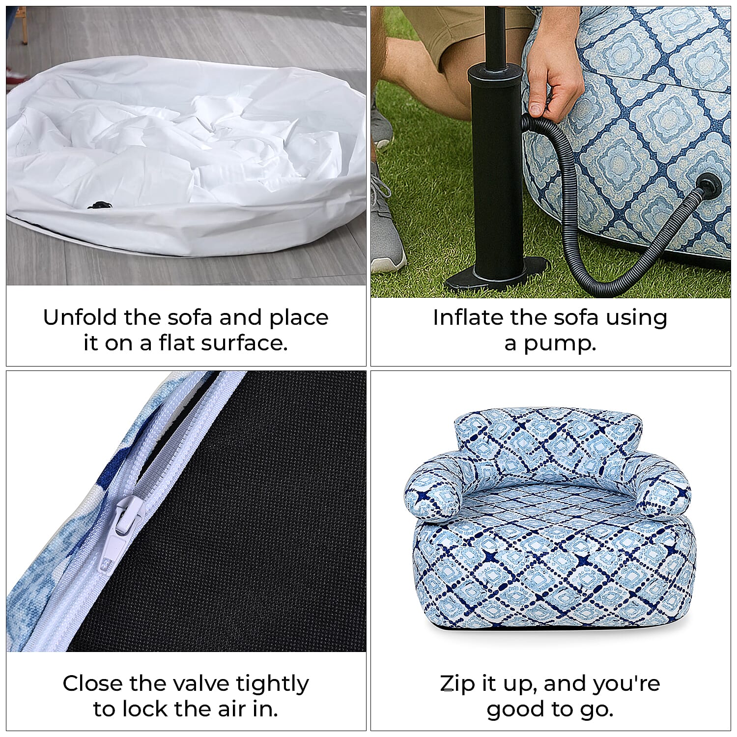Portable Single Size Inflatable Geometric Pattern Sofa 7790141 5