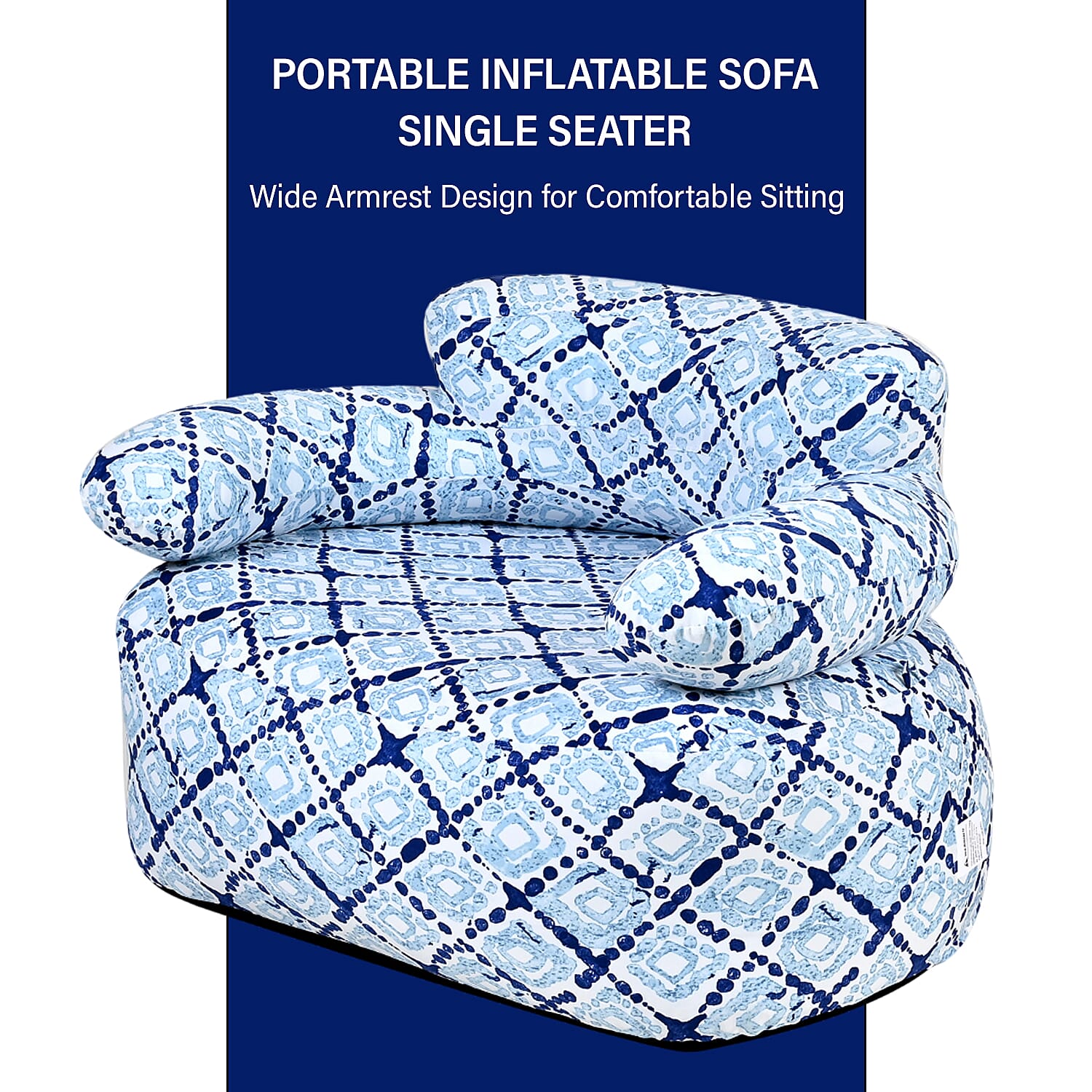 Portable Single Size Inflatable Geometric Pattern Sofa 7790141 7