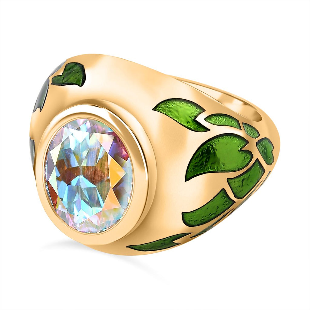 Mercury Mystic Topaz Solitaire Ring in 18K YG Vermeil Plated Sterling Silver 4.15 Ct, Silver Wt. 7.01 Gms_7790933