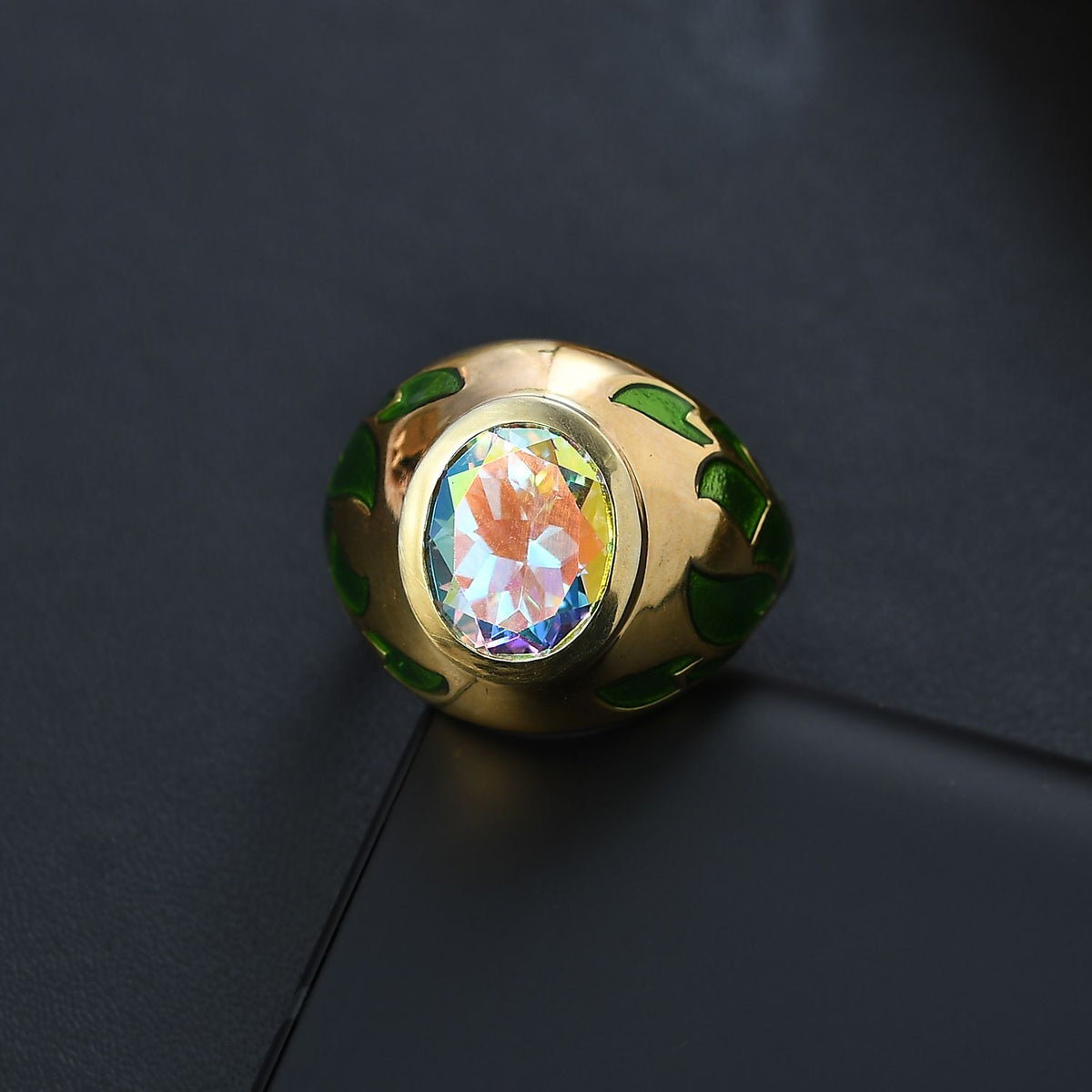 Mercury Mystic Topaz Solitaire Ring in 18K Yellow Gold Vermeil Plated Sterling Silver 4.15 Ct, Silver Wt. 7.01 Gms V32593957 1