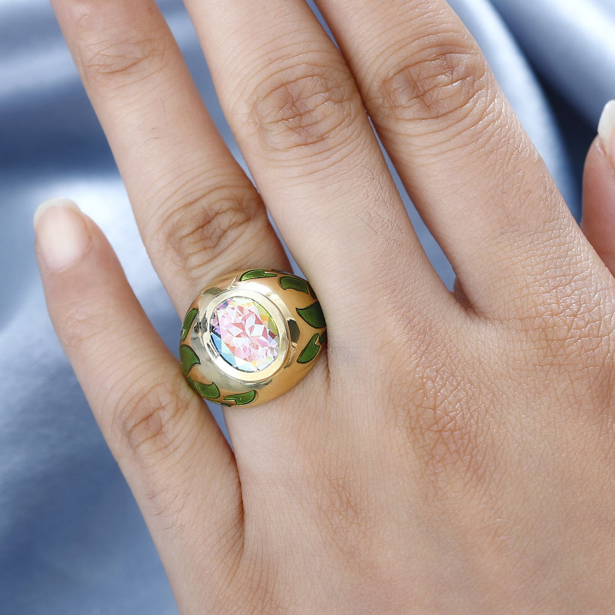 Mercury Mystic Topaz Solitaire Ring in 18K Yellow Gold Vermeil Plated Sterling Silver 4.15 Ct, Silver Wt. 7.01 Gms V32593957 2