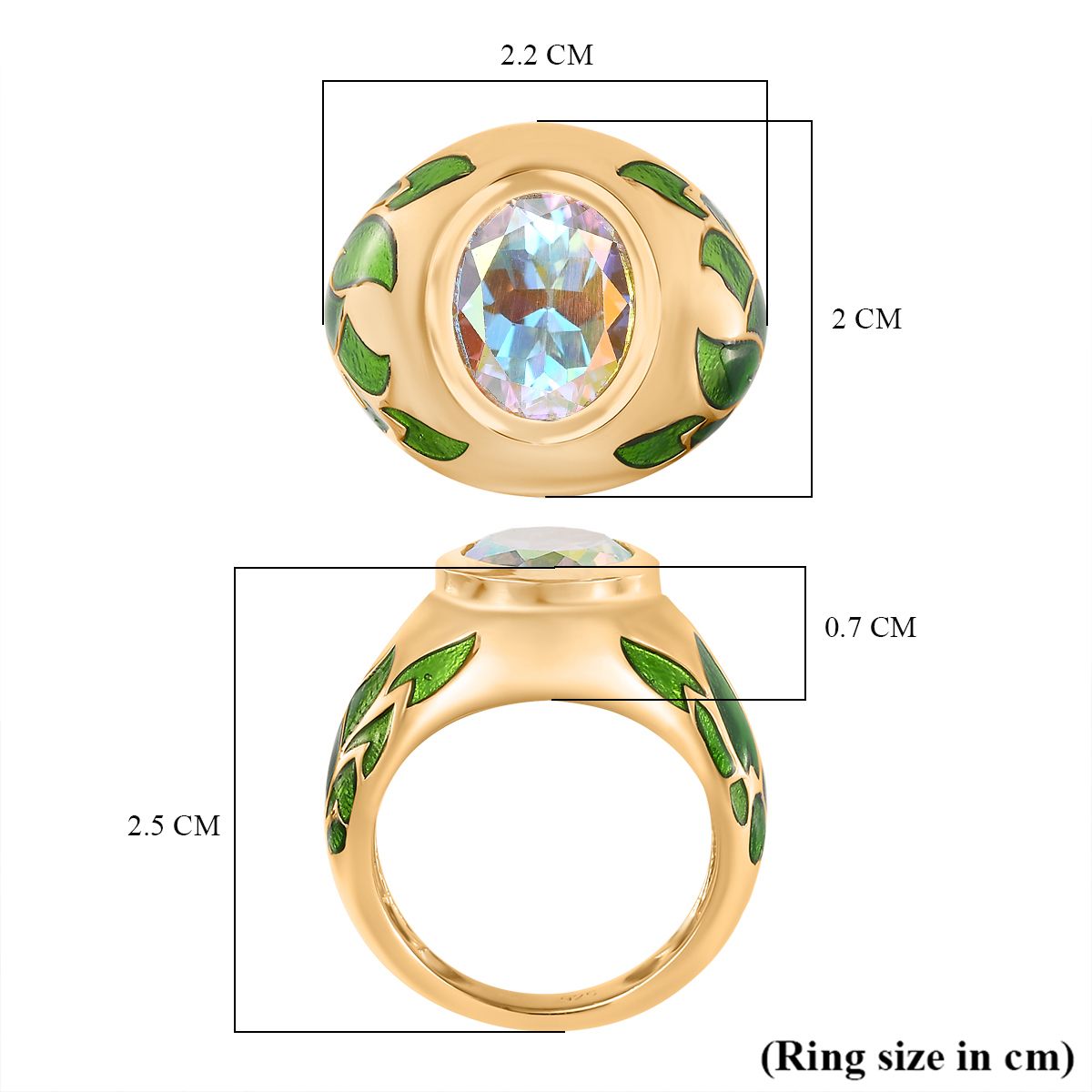 Mercury Mystic Topaz Solitaire Ring in 18K Yellow Gold Vermeil Plated Sterling Silver 4.15 Ct, Silver Wt. 7.01 Gms V32593957 6