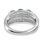 First Time Ever - Paraiba Colour Moissanite Trilogy Ring in Rhodium Overlay Sterling Silver 2.10 Ct._7791002_4