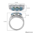 First Time Ever - Paraiba Colour Moissanite Trilogy Ring in Rhodium Overlay Sterling Silver 2.10 Ct._7791002_5