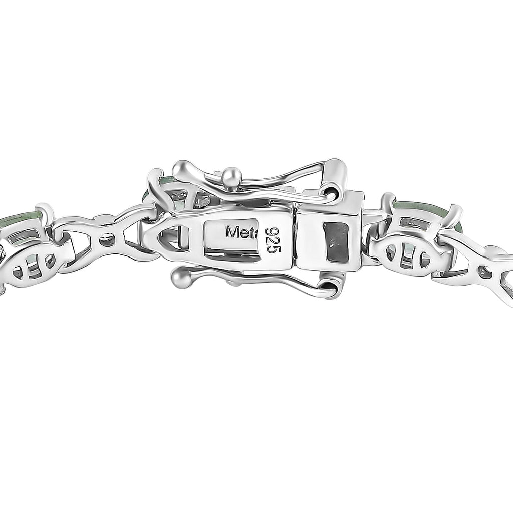 Mint Kyanite ,  White Zircon  Cluster Bracelet (Size - 8) in Platinum Overlay Sterling Silver.  Silver Wt. 10.62 Gms  11.779  Ct._7791197_3