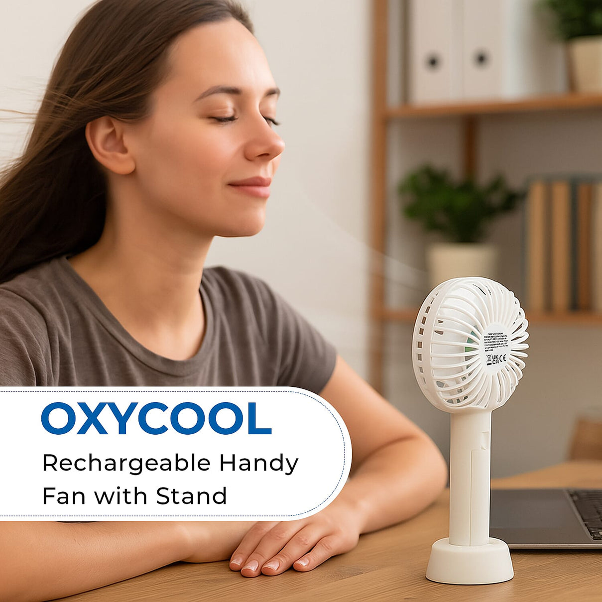 OxyCool Rechargeable Handy Fan with Stand 7791295 1
